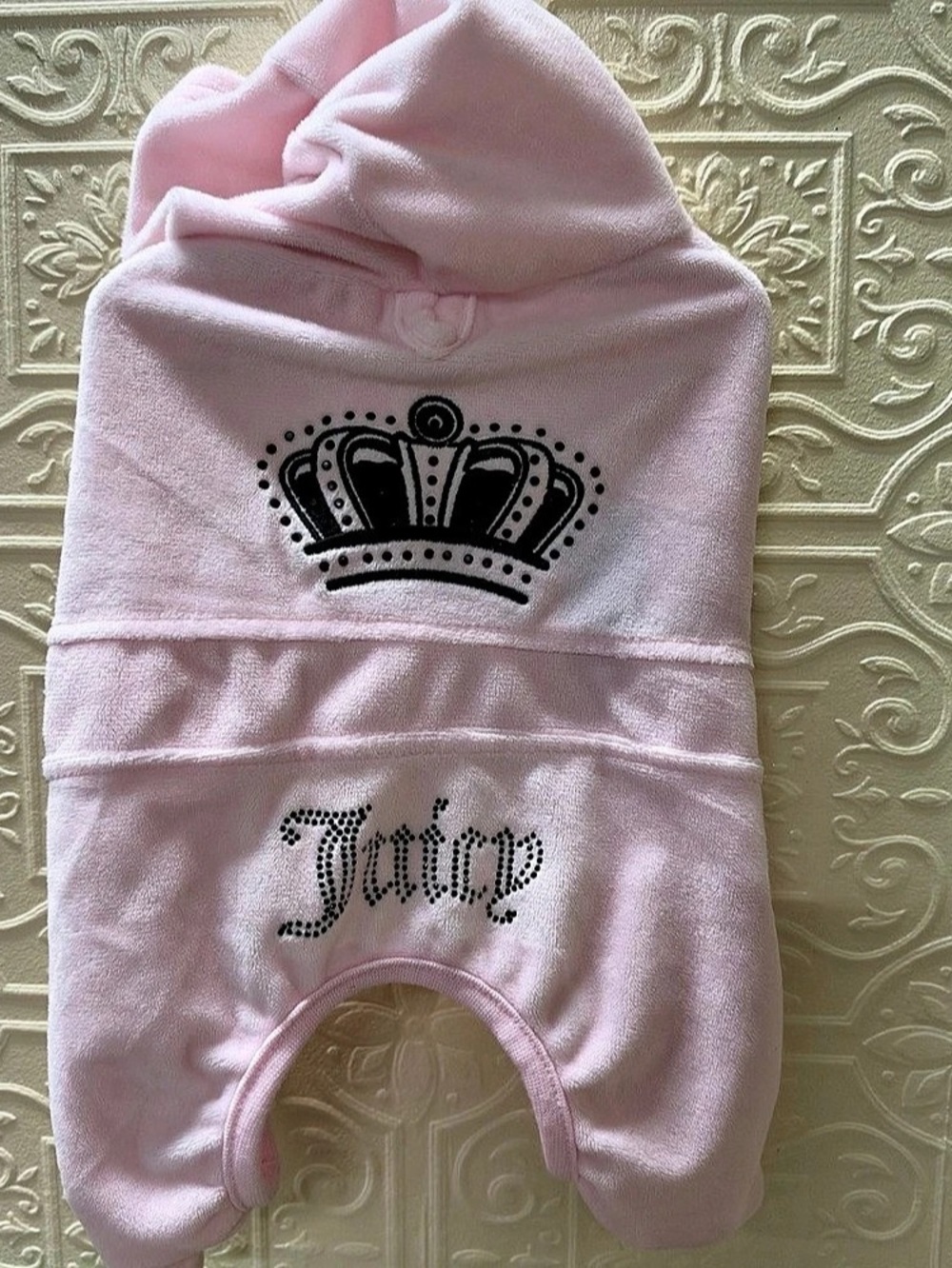 Juicy Couture Bling Velour Pet Hoodie Pink